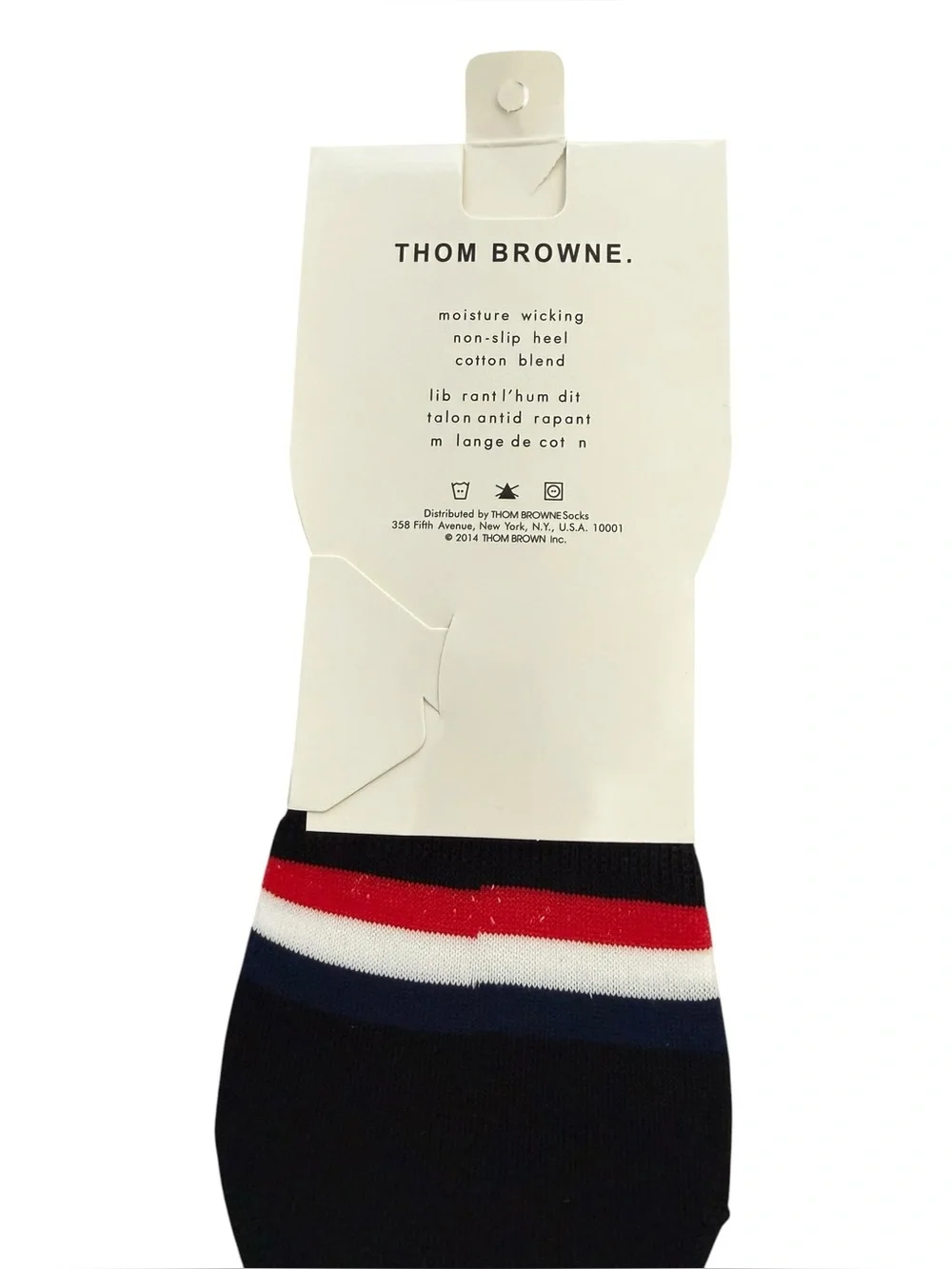 2 Pair Thom Browne Outlet Men’s No-Show Liner Socks with Signature Stripe